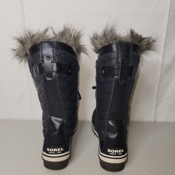 Sorel Black Winter Boots with Fur Trim Size 9 - Picture 4 of 6